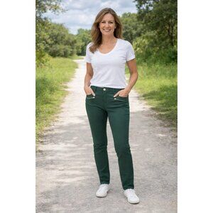 CAbi Jeans size 4  Hunter Green Zip Skinny Moto Stretch Denim #3388